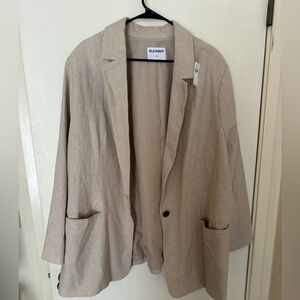 Old Navy Beige Linen-Blend Single-Button Blazer